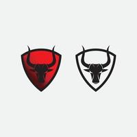 cabeza de toro y búfalo vaca animal mascota diseño de logotipo vector para deporte cuerno búfalo animal mamíferos cabeza logo salvaje matador