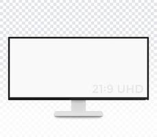 maqueta de vector de monitor, pantalla realista con pantalla ultra ancha