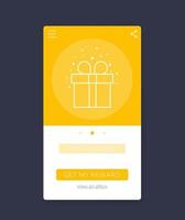 Reward app, mobile ui design, vector