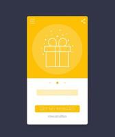 Reward app, mobile ui design, vector