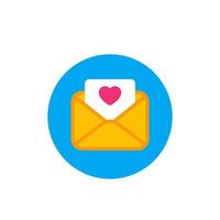 love letter with heart, flat icon vector