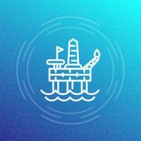 oil drilling platform icon, linear style vector