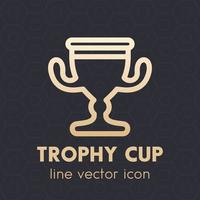 icono de copa de trofeo, pictograma lineal de cáliz de oro vector