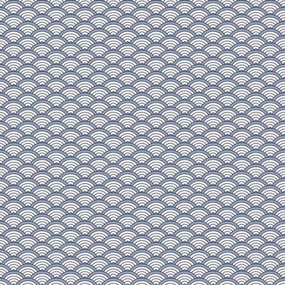 Blue and white color Japanese traditional geometric circle shape overlapping seamless pattern background. Use for fabric, textile, cover, wrapping, decoration elements.