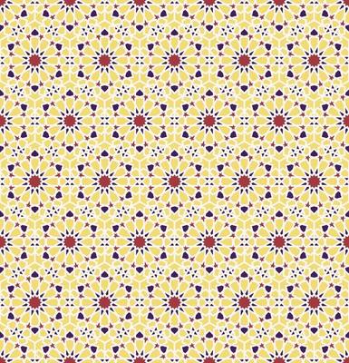 Geometric islamic or arabian star hexagon shape seamless pattern modern red - yellow - purple color background. Use for fabric, textile, interior decoration elements.