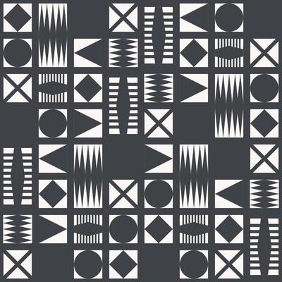 African tribal shape geometric patchwork pattern black and white color seamless background. Use for fabric, textile, interior decoration elements, upholstery, wrapping.
