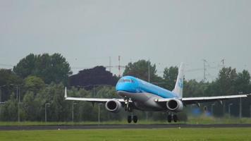 KLM aircraft touches the runway