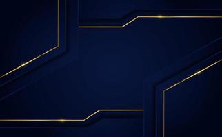 Modern dark blue background with golden lines element. vector