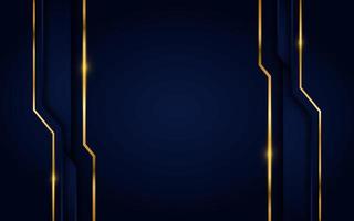 Modern dark blue background with golden lines element. vector