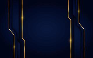 Modern dark blue background with golden lines element. vector