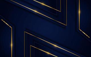 Modern dark blue background with golden lines element. vector