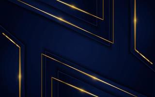 Modern dark blue background with golden lines element. vector