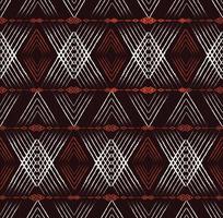 Ikat geometric traditional shape from lines texture with earth tone color seamless pattern background. vector