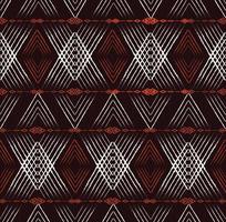 Ikat geometric traditional shape from lines texture with earth tone color seamless pattern background. vector