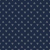 Modern triangle random inverted shape design white stroke seamless pattern on blue background. vector