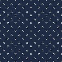 Modern triangle random inverted shape design white stroke seamless pattern on blue background. vector