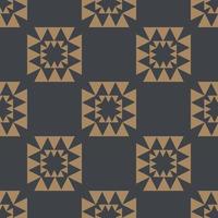 Aztec geometric square grid shape vintage gold color seamless pattern on black background. Use for fabric, textile, interior decoration elements, upholstery, wrapping. vector