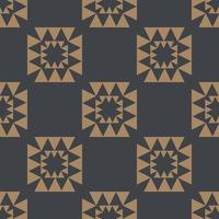 Aztec geometric square grid shape vintage gold color seamless pattern on black background. Use for fabric, textile, interior decoration elements, upholstery, wrapping. vector