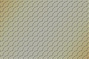 Diagonal Japanese or Chinese geometric wave style. Abstract overlapping circle wavy line shape pattern with luxury black and gold gradient color background. vector