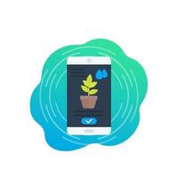 Mobile app for home plants, vector icon