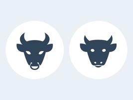 cow and bull heads, cattle icon, cattle farm pictogram, cattle ranch isolated icons, vector illustration