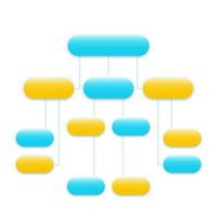 flowchart vector template, modern design in blue and yellow