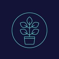 plant in pot, linear icon vector