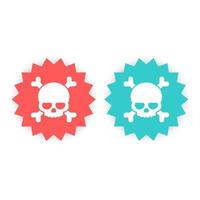 skull and bones sign, pictogram, badge, vector illustration