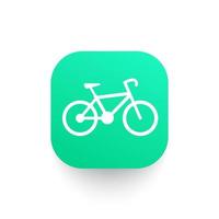 bicycle icon, bike pictogram on green shape vector