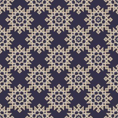 Geometric islamic or arabian star shape seamless pattern with contemporary blue and yellow gold color background. Use for fabric, textile, cover, interior decoration elements, wrapping.