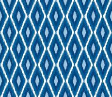 Simple ikat geometric shapes seamless pattern traditional style with blue color background. vector