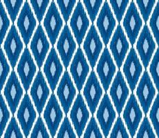 Simple ikat geometric shapes seamless pattern traditional style with blue color background. vector