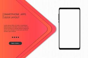 Modern UI smartphone apps layout design background for website, landing page, cover, banner with blank screen mockup. vector