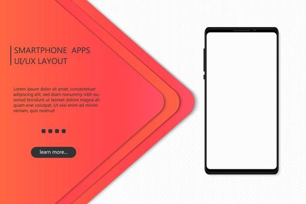 Modern UI smartphone apps layout design background for website, landing page, cover, banner with blank screen mockup.