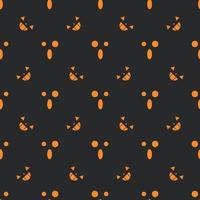 Halloween festive ghost and pumpkin random spooky faces seamless pattern in the dark background. vector