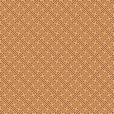 Japanese sayagata asian traditional geometric seamless pattern with golden red color background. Use for fabric, textile, cover, interior decoration elements, wrapping.