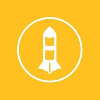 Rocket round icon, rocket launch pictogram in circle, vector illustration