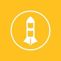 Rocket round icon, rocket launch pictogram in circle, vector illustration