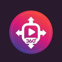 icono de video panorámico de 360 grados vector