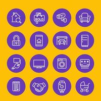 Real estate, apartments for rent line icons set vector