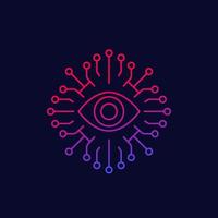 Machine vision, AI concept, linear icon vector