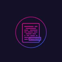 document approved icon in circle vector