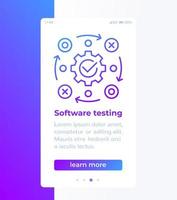 software testing banner design with line icon vector