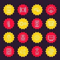 smart house system icons set, home automation control vector pictograms, linear style