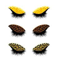 Beauty eye look isolated vector sketch, animal print icon outline drawing. Makeup logo design element concept. Black leopard eyelashes female cosmetic fashion glamour girl.