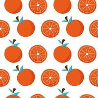 Orange citrus fruit fresh seamless pattern template. Flat colorful fabric print. Mandarin juicy food isolated on white background. Orange slice wrapping paper. vector