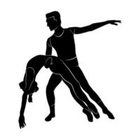 ilustración vectorial con pareja de bailarines de ballet. forma de sombra de cuerpo de hombre y mujer joven aislada sobre fondo blanco. diseño del logotipo del estudio de ballet. vector