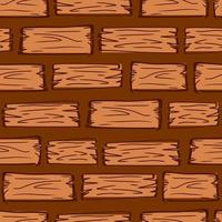 Brown wooden wall seamless pattern template. Flat textured vector illustration. Wood plank board background.