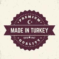 hecho en turquía, emblema vintage, sello vector