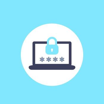 password access, security vector flat icon on white